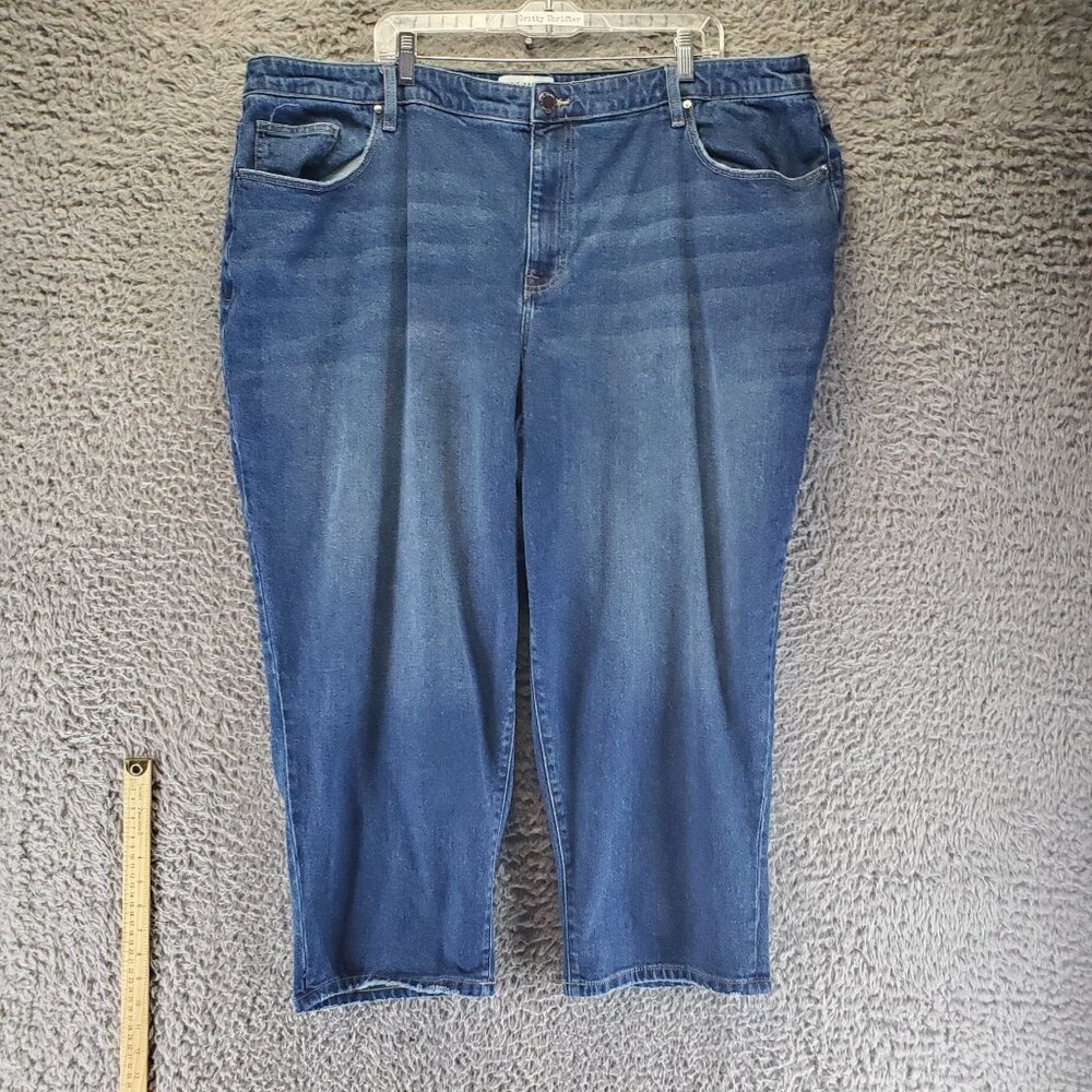 Lane Bryant Jeans Women Size Plus 24 Blue Mid-Rise Boyfriend Capri Denim